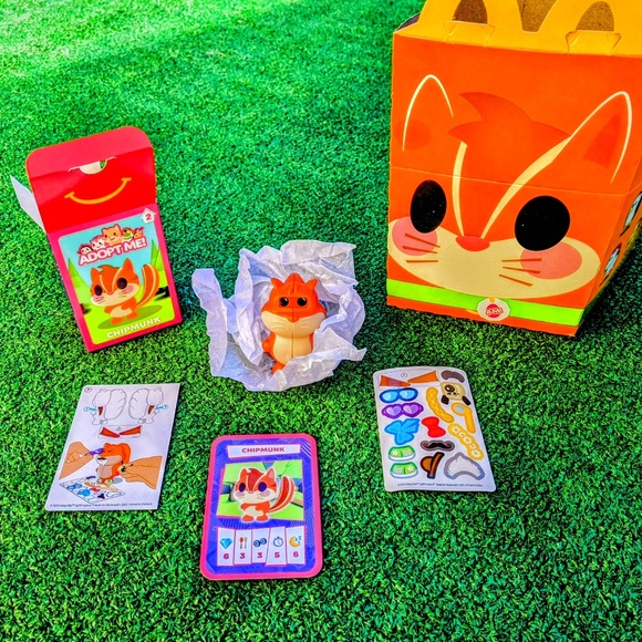 McDonald's Happy Meal Toys Roblox Adopt Me Chipmunk Ed. Figure Game + Cards New - Picture 2 of 2